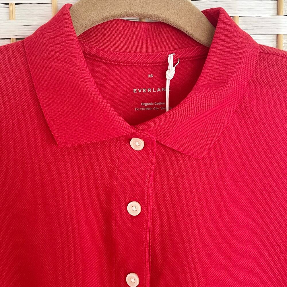 NWT Everlane‎ Organic Cotton Knit Polo Womens Size XS Red Banded Hem & Sleeves. - Picture 5 of 8